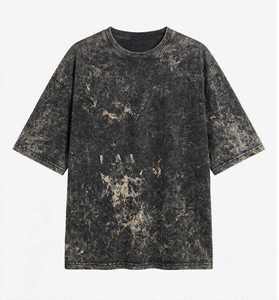 T-shirt en coton oversize pour homme, style streetwear délavé, motif uni, décontracté et tendance, vente en gros - Product Image 1