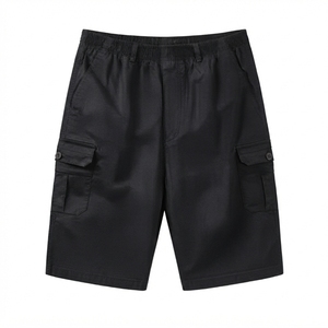 Shorts cargo pour homme, couleur unie, taille élastique, longueur mi-longue, en toile, décontractés, avec poches, respirants, pour l'été - Product Image 3