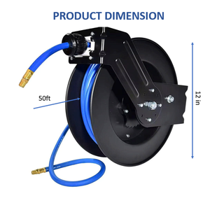 Carrete retráctil para manguera de aire de 1/2 pulgada x 50 pies, montaje en pared, de acero resistente, con rebobinado automático por resorte, para compresor de aire GAPGAR014 - Product Image 6
