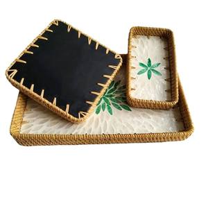 Bandeja de Servir Multifuncional de Ratán con Diseño Europeo y Decoración de Madreperla para Cocina y Sala de Estar - Product Image 2