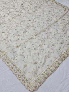 Tissu de broderie en gros pour dupatta, géorgette lourde, broderie florale, sequins, perles, tissu de créateur pour lehenga, robe de mariée, matière pour costume - Product Image 6