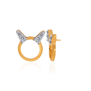 Aretes de Diamantes con Orejas de Gato, Chapados en Oro de 18K, Joyería para Uso Diario de Mujer - Product Image 4