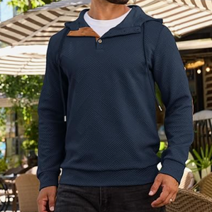 Mens Fashion Rhinestone Pullover <b>Hoodies</b> 100% Cotton Winter Long Sleeve <b>Thermal</b> Drawstring Button Hooded Sweatshirt - Product Image 6