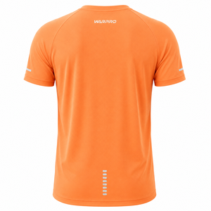 T-shirt sportif uni orange WARPRO INDUSTRY pour homme, coupe classique, manches courtes, tricoté, 100 % polyester, respirant, col rond - Product Image 2