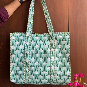 Sac fourre-tout pliable en coton matelassé indien fait main, style bohème, écologique, pour femmes, en fibre de paille, multifonctionnel - Product Image 1