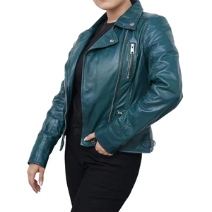Hot Selling Women's Solid Leather Jacket Plus Size Winter Breathable Waterproof Cotton Filling <b>Zipper</b> Closure Directly Pakistan - Product Image 6