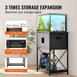 Supporto per Acquario da 20 Galloni con Capacità di Carico di 76 kg, in Acciaio e MDF, per Rettili e Tartarughe, 65 x 42 x 81 cm - Product Image 4
