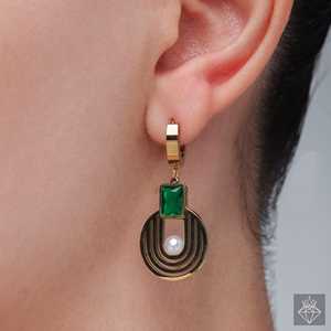 ต่างหูห้อยไข่มุกมรกต - Product Image 2