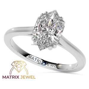 Anillo de plata con forma de hexágono de diamante de moissanita de corte Marquesa holandés regalo para ella - Product Image 1