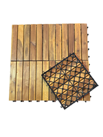 Dalles de terrasse en acacia 6 lattes 300*300 mm, durables, écologiques, antidérapantes, en bois huilé pour jardin extérieur et intérieur