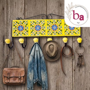 Bravo Vintage Yellow Ceramic Tile <b>Wall</b> Coat <b>Hook</b> <b>Rack</b> 1 <b>Hook</b> Handmade Flower Design Waterproof Adjustable Eco-Friendly - Product Image 2