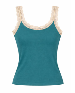 Camisola sin mangas para mujer con ribete de encaje, ajuste ceñido, mezcla de algodón, estilo casual de verano, personalizada OEM, venta al por mayor a granel - Product Image 1