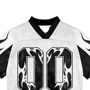 Camiseta deportiva Glory Custom con estampado gráfico extragrande, nueva camiseta de fútbol de malla a la moda, negra y blanca, estilo crop, para un uso cómodo unisex. - Product Image 3