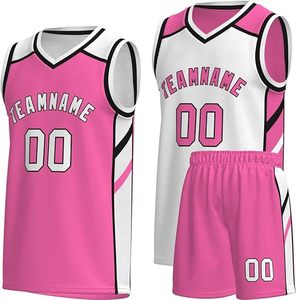Ensemble maillot et short de basketball personnalisés par sublimation, col en V, sans manches, en mesh respirant, séchage rapide, impression du nom de l'équipe, pour adultes unisexe - Product Image 3