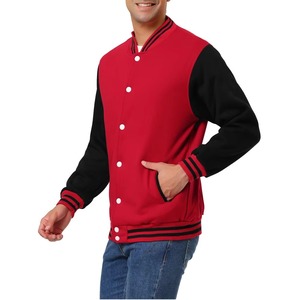 Good Quality <b>Men's</b> Baseball <b>Jackets</b> With Leather Sleeves Wholesale <b>Long</b> Sleeve Leather Windproof Quilted <b>Men</b> Varsity <b>Jacket</b> - Product Image 4