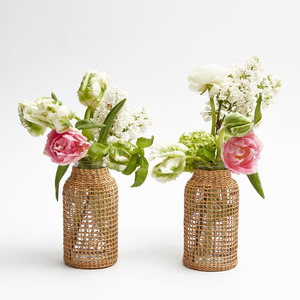 Magnifique mini vase élégant en rotin, vases en rotin avec nœud pour la décoration de table à manger, vase en rotin fait main pour la maison, OEM avec faible MOQ - Product Image 1