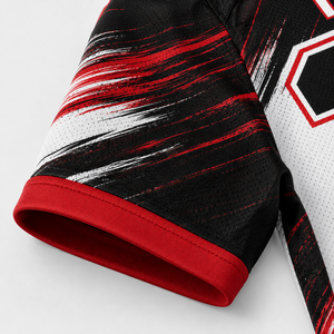 Maillot Panthers 27 pour homme, noir, rouge, blanc, col en V, manches courtes, évacuation de l'humidité, vêtements de football américain, maille polyester - Product Image 3