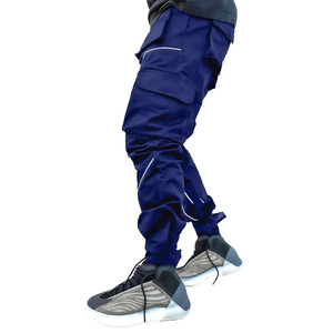 <b>Men's</b> Premium Cargo <b>Jogger</b> Pants with Reflective Piping, Multiple Utility Pockets, Elastic Drawstring Waist & Adjustable Cuffs - Product Image 2