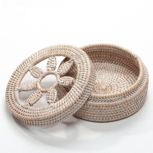 Supplier cost hand woven rattan <b>box</b> home essential <b>containers</b> top quality floral lid storage boxes - Product Image 2