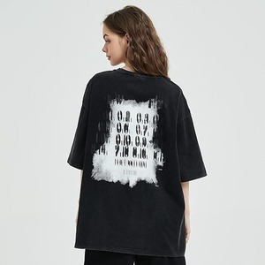เสื้อยืดโอเวอร์ไซส์สีดำผ้าฝ้าย แขนสั้น คอกลม ทรงพอดีตัว สไตล์สตรีท พิมพ์ลายด้านหลัง - Product Image 2