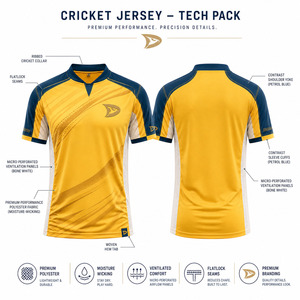 OEM Cricket Jersey Custom Design Polyester Team Shirt Moisture Wicking Sports Uniform Supplier - Product Image 6