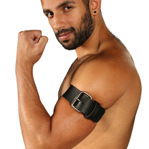 Mens Eco-friendly Leather Buckle Armband Adjustable Strap Premium Genuine Leather Classic Style Club Wear <b>Customizable</b> - Product Image 1