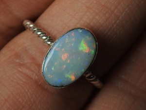 แหวนโอปอลออสเตรเลียปรับขนาดได้-เงินแท้ 925-พลอยประจำเดือนตุลาคม-โอปอลดับเบิ้ล-เครื่องประดับทำมือ-ของขวัญสำหรับเธอ-MS - Product Image 2