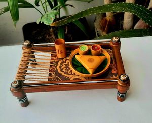 Plateau décoratif en bois de charpai, plateau en bois design, plateau en bois fait main, plateau de service indien - Product Image 5