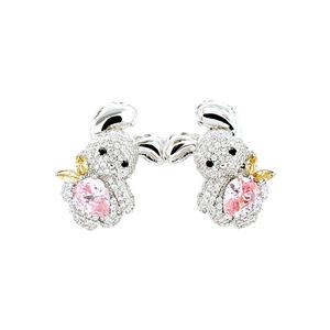 Pendentif double ours mignon avec charme tendance, zircone cubique, imitation rhodié, bijoux en laiton pour unisexe - Product Image 2