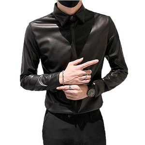 Chemise en cuir pour homme, douce, de haute qualité, à manches longues, chemise en cuir pour homme, chemise en cuir légère de créateur pour homme - Product Image 1