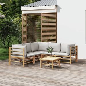 Set Lounge da Giardino Grigio Chiaro Collezione Bambù Naturale - Product Image 1