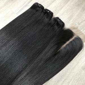 Cheveux humains vietnamiens longs de couleur naturelle droite pour faire une perruque pour femmes noires 100% cuticule alignée - Product Image 5