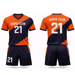 Uniforme de Fútbol Personalizado por Sublimación, Camiseta y Pantalones Cortos de Fútbol, 100% Algodón, Transpirable, de Secado Rápido, Conjunto de Equipo Unisex, Servicio OEM Digital - Product Image 5