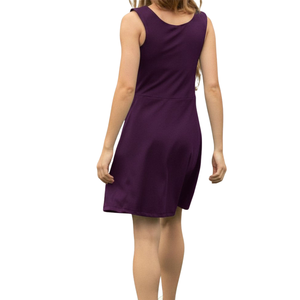 Robe ajustée sans manches à col carré pour femme, couleur unie, légère, avec coutures de qualité supérieure, violette, pour toutes les saisons, robe de tennis pour femme - Product Image 2