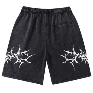 Shorts pour hommes style rétro, en coton épais délavé à l'acide, coupe ample confortable, design personnalisé pour l'été - Product Image 2