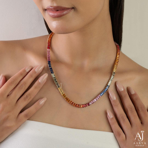 Collier tennis hip-hop en moissanite arc-en-ciel, coupe baguette, plaqué or 18 carats, bijou cadeau pour femme - Product Image 2