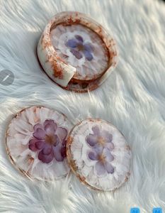 Juego de posavasos decorativos de resina con efecto de textura de piedra para diseño de interiores moderno y protección de bebidas - Product Image 2