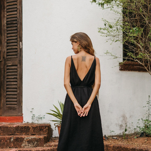 Vestido de Fiesta Negro Estilo Boho, Vestido Largo de Cóctel para Mujer, Vestido de Noche Formal, Vestido Sexy sin Espalda de Algodón - Product Image 2