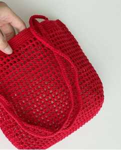 Sac fourre-tout en crochet fait main, orange, style bohème, design tissé, décoration intérieure, forme rectangulaire, utilisation toute saison - Product Image 2