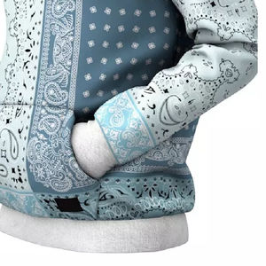 Sweat à capuche imprimé patchwork personnalisé Up Felt pour homme, streetwear, coupe ample, 100% coton, pour streetwear - Product Image 3