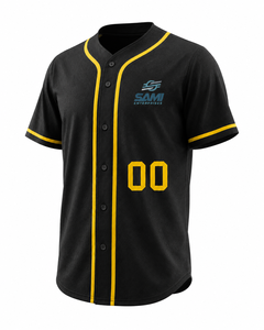 Camiseta Deportiva SAMI ENTERPRISES para Hombre, Negra, Estilo Béisbol, Manga Corta, con Botones, Malla Sublimada, Absorbe la Humedad - Product Image 2