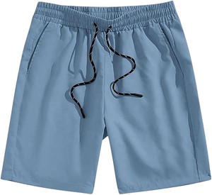 New Men’s Light Blue Swim Shorts Quick Dry Beach Trunks with Drawstring, Summer Surf and Pool Swimwear Plus Size - Product Image 1