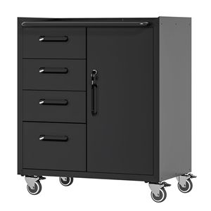 Black/Gray Sturdy Metal <b>Tool</b> <b>Storage</b> <b>Cabinet</b> with Wheels Organizer Solution for Garage Office or Home - Product Image 1