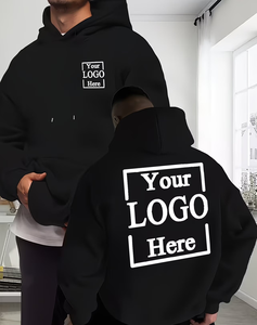 Custom Logo High-quality Cotton Hooded Sweatshirt Black Casual Pullover Adults All Seasons Promotional Wear Silk Screen Printing - Product Image 1