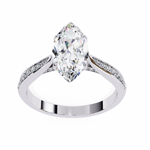 Bague de fiançailles personnalisée en diamant de laboratoire, 2 carats, solitaire marquise, or blanc 14 carats, certifiée IGI, pour femme - Product Image 2