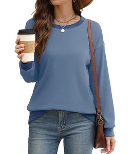 Sudadera de Algodón para Mujer, Diseño Nuevo, Lujosa, Manga Larga, Cuello Redondo, Hombros Caídos, Color Sólido, Cómoda, Informal, de Bangladesh - Product Image 2