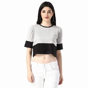 Crop top femme de haute qualité, color block, respirant, avec logo frontal, style streetwear moderne, pour la gym et le quotidien, tissu léger, coupe décontractée - Product Image 3