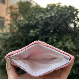 กระเป๋าใส่เหรียญปักลายลูกปัดทำมือ ดีไซน์ไม่ซ้ำใคร  กระเป๋าสตางค์ Zero Wallet  โลโก้ปรับแต่งได้ - Product Image 2