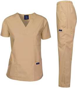 Ensemble de blouses médicales DARKECI pour femmes, haut gris à col en V avec poches et pantalon cargo, uniformes d'hôpital - Product Image 2