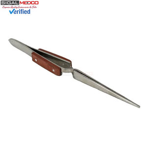 Print Logo Fiber Tip Eyelash Tweezers 6-1/2" Non Locking Pointed Fiber Grip Tweezers Jewelry Eyelash Tweezer by SIGAL MEDCO - Product Image 2